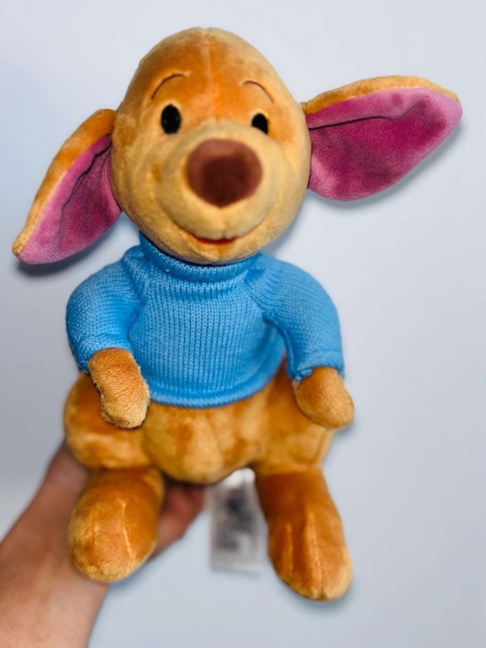 Disney Orange Plush Bunny with Blue Outfit and Pink Ear Accents